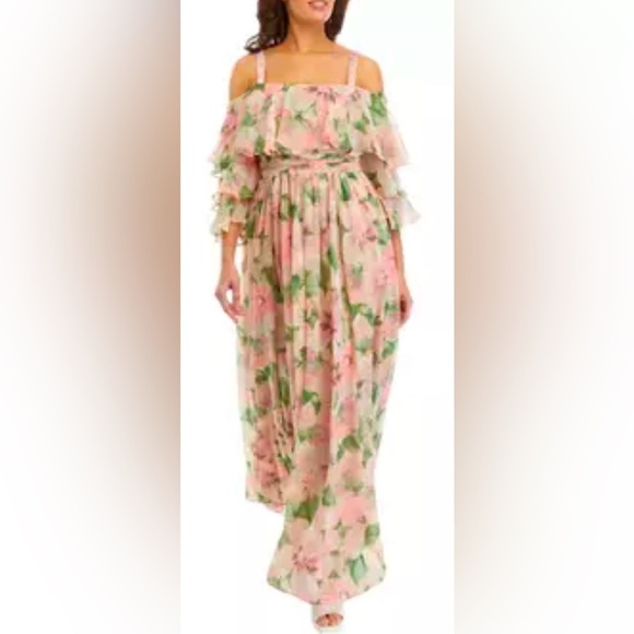 Taylor Off the Shoulder Solid Organza Fit and Flare Dress Size 10 - Picture 2 of 5